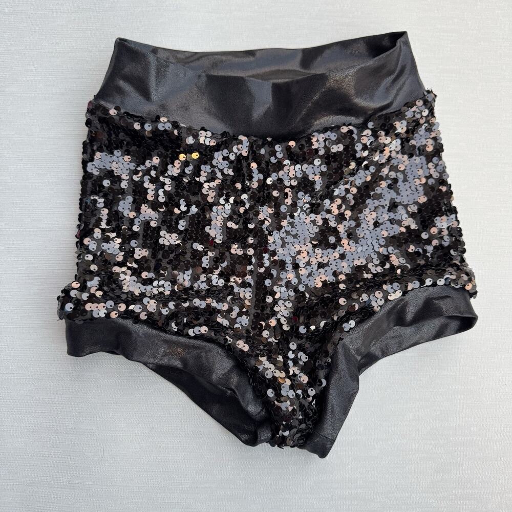 Balera Dance Wear Sequin Bottoms SA Black Small 4/6 High Waisted Faux Leather - Picture 3 of 7